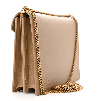 Saint Laurent Grain De Poudre Monogram Cassandra Clasp Bag Latte 3 of 9