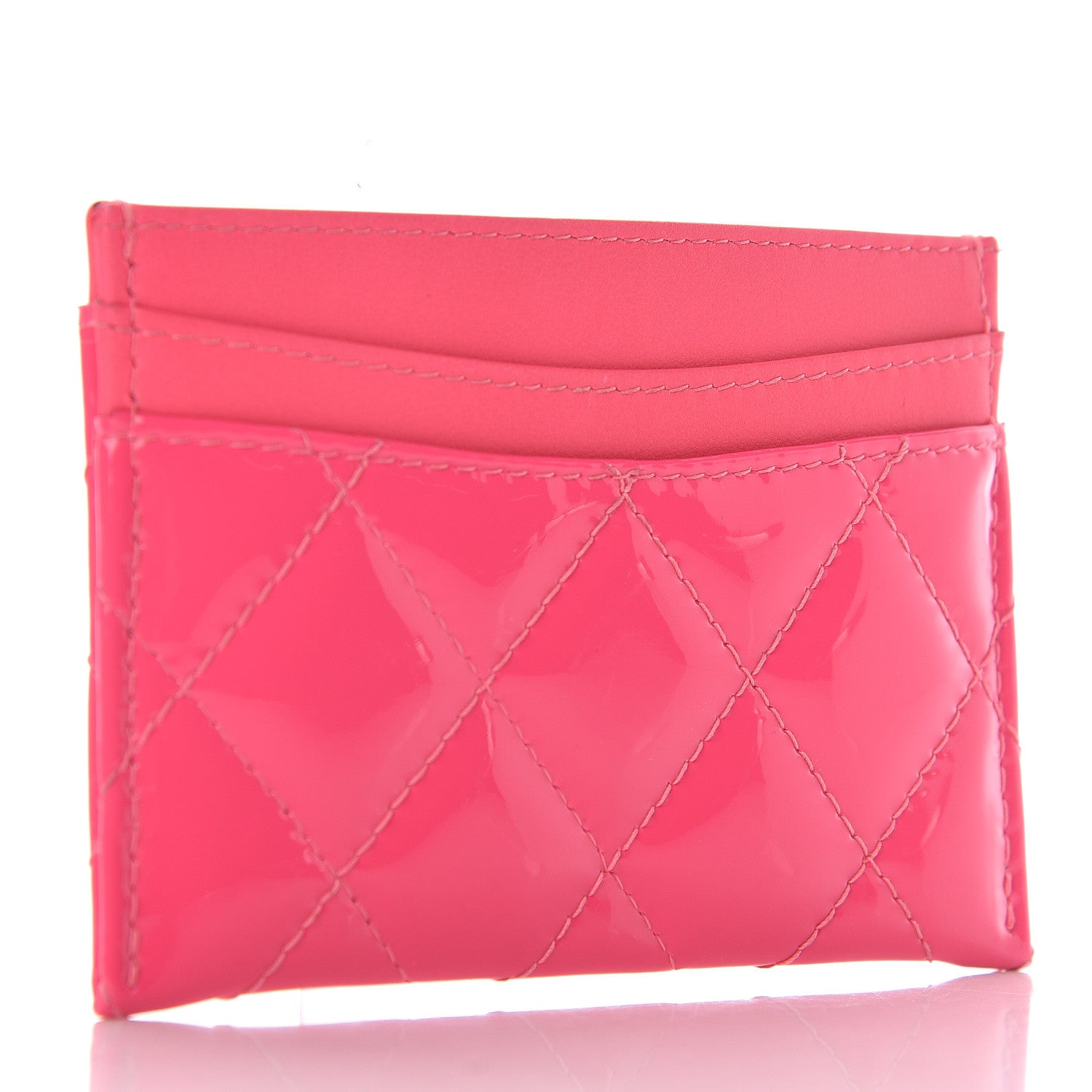Chanel Patent Quilted Card Holder Pink 3 of 9