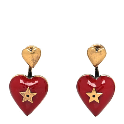 Christian Dior Heart Dioramour Earrings Gold Red 1 of 4