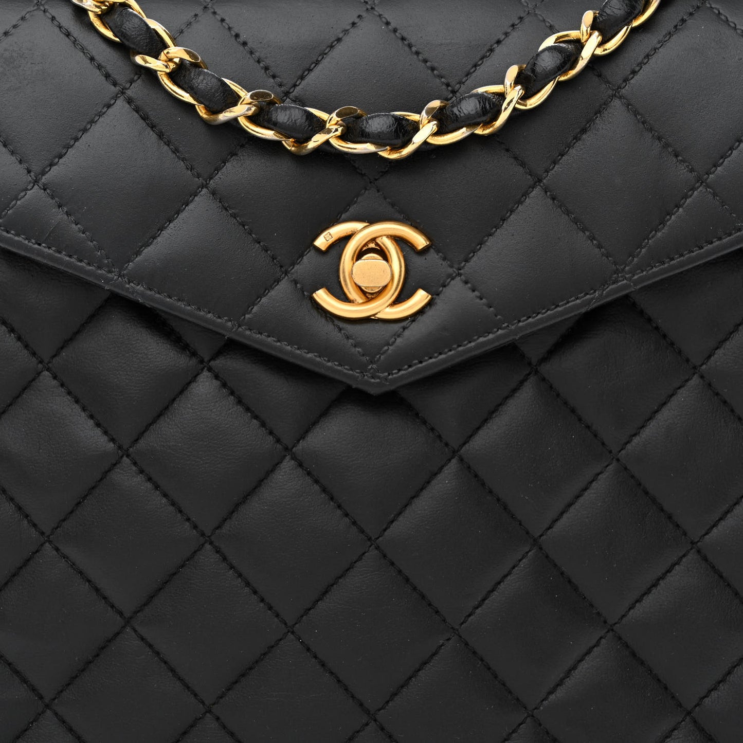 Lambskin Quilted Single Flap Black