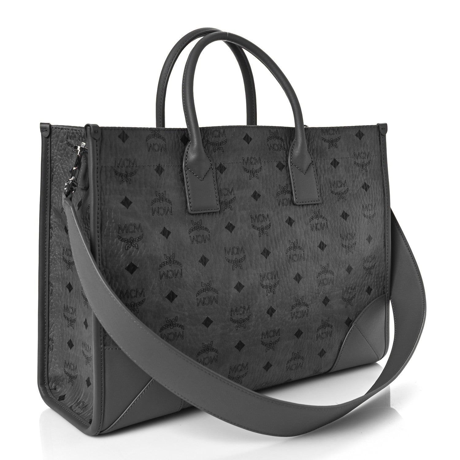 MCM Visetos Large Munchen Tote Grey 3 of 9
