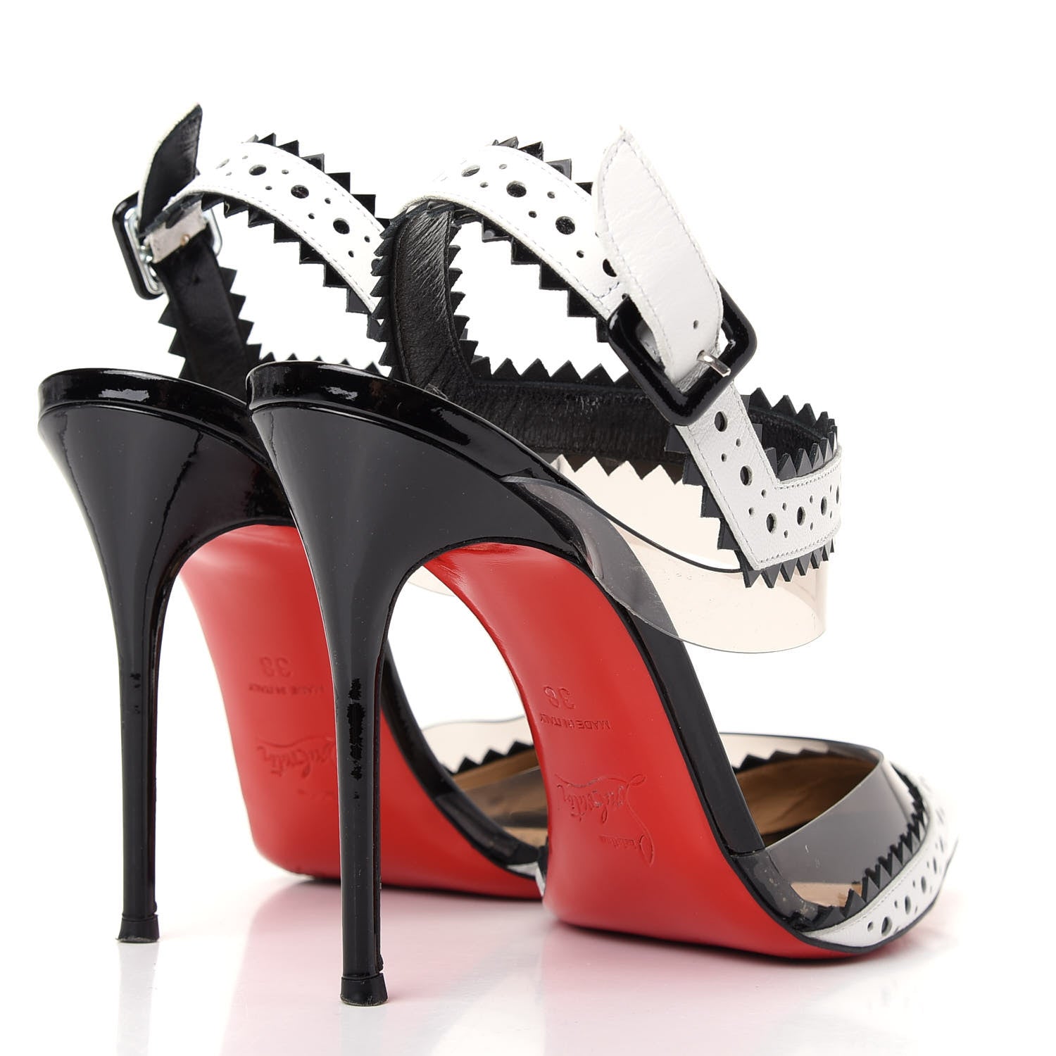 Christian Louboutin Patent Kid PVC Chouette 100 Pumps 38 White 4 of 9