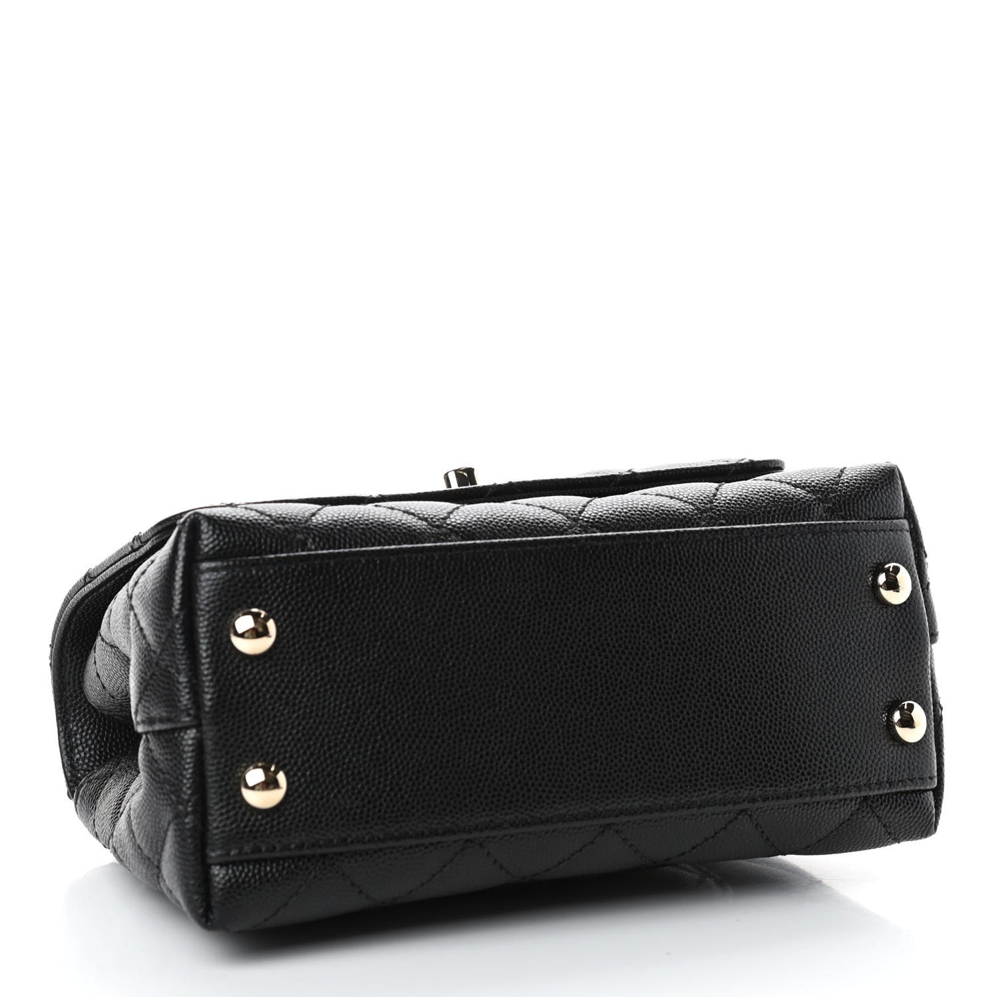 Caviar Lizard Embossed Quilted Extra Mini Coco Handle Flap Black