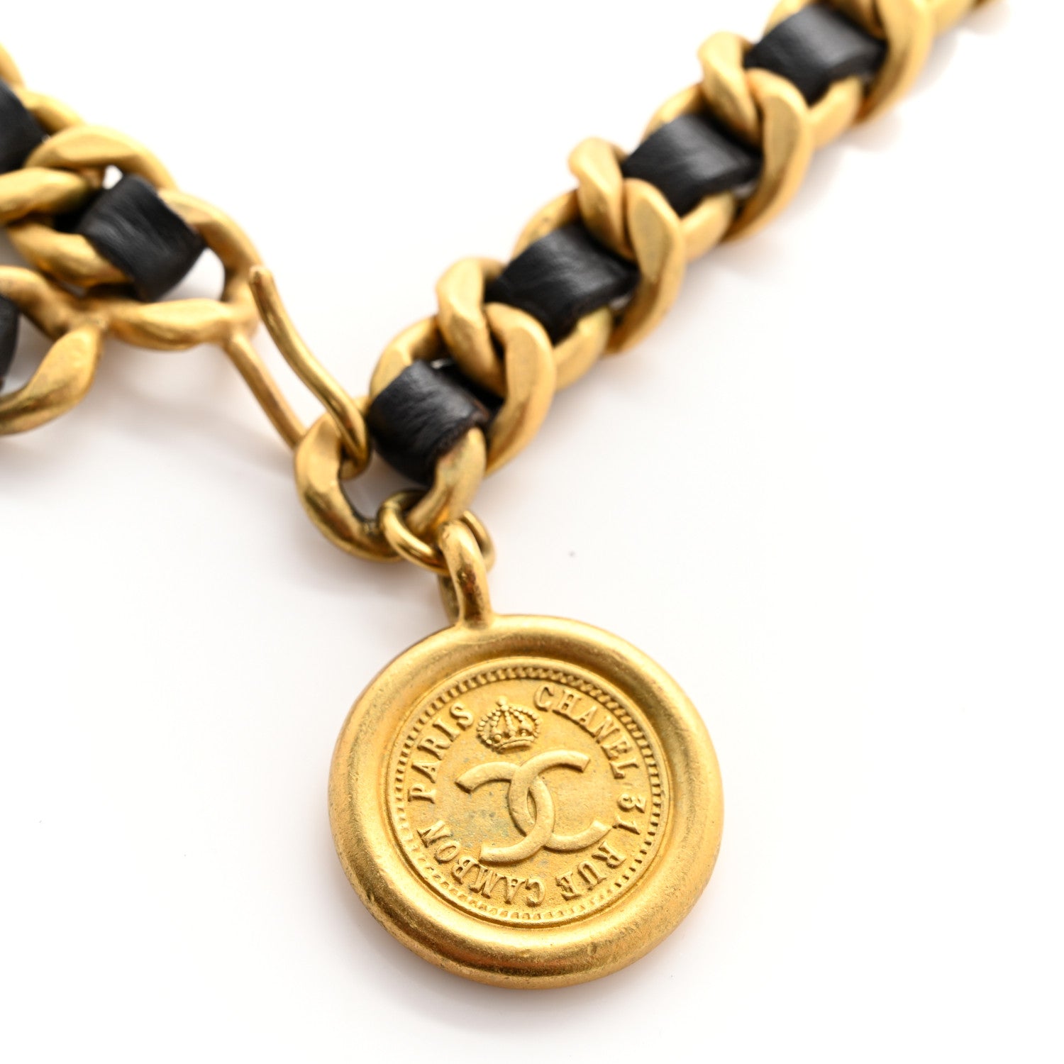 Chanel Lambskin Chain CC Medallion Belt Black Gold 3 of 5