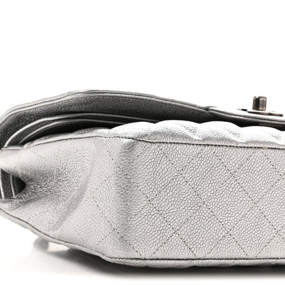 Chanel Metallic Caviar Quilted Medium Double Flap Silvery 9 of 10
