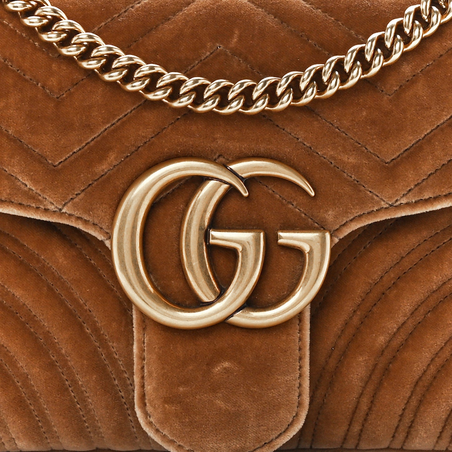 Velvet Matelasse Medium GG Marmont Shoulder Bag Taupe