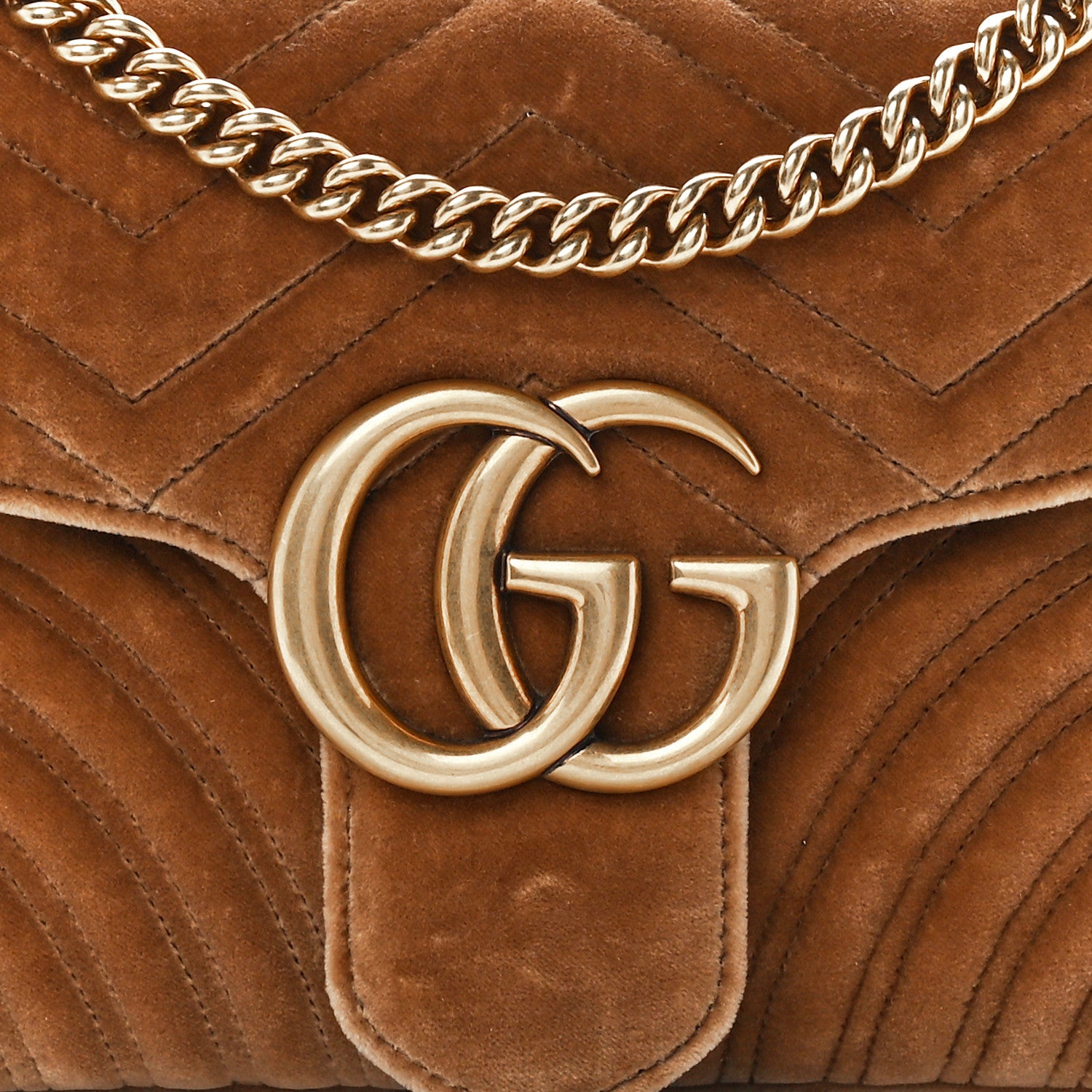 Gucci Velvet Matelasse Medium GG Marmont Shoulder Bag Taupe 9 of 12