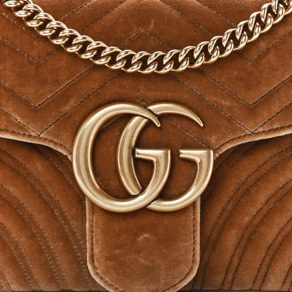 Gucci Velvet Matelasse Medium GG Marmont Shoulder Bag Taupe 9 of 12