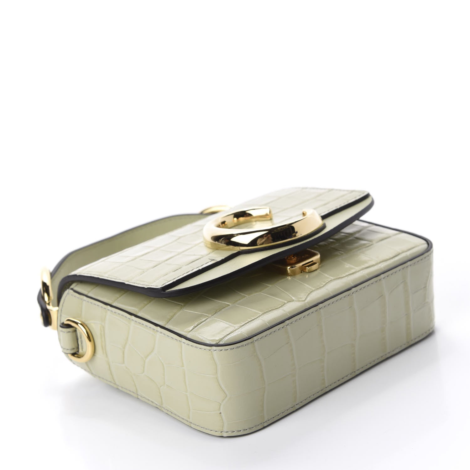 Chloe Calfskin Crocodile Embossed Mini C Double Carry Light Eucalyptus 4 of 9