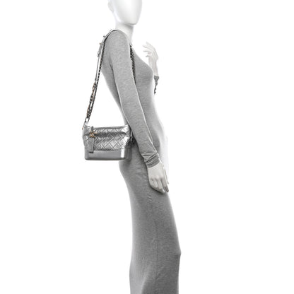 Chanel Metallic Aged Calfskin Quilted Small Gabrielle Hobo Silver 2 of 11