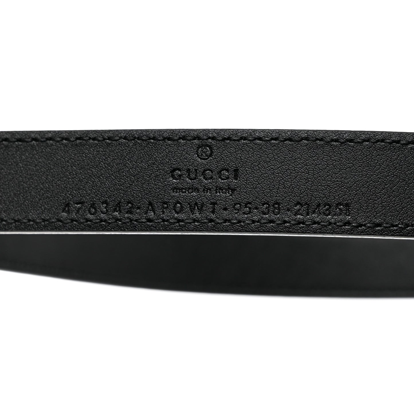 Calfskin Pearl Double G 20mm Belt 95 38 Black Cream