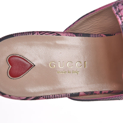 Gucci Silk Satin GG Wallpaper Saint Romain Womens Princetown Slippers 36.5 Pink Black 7 of 8