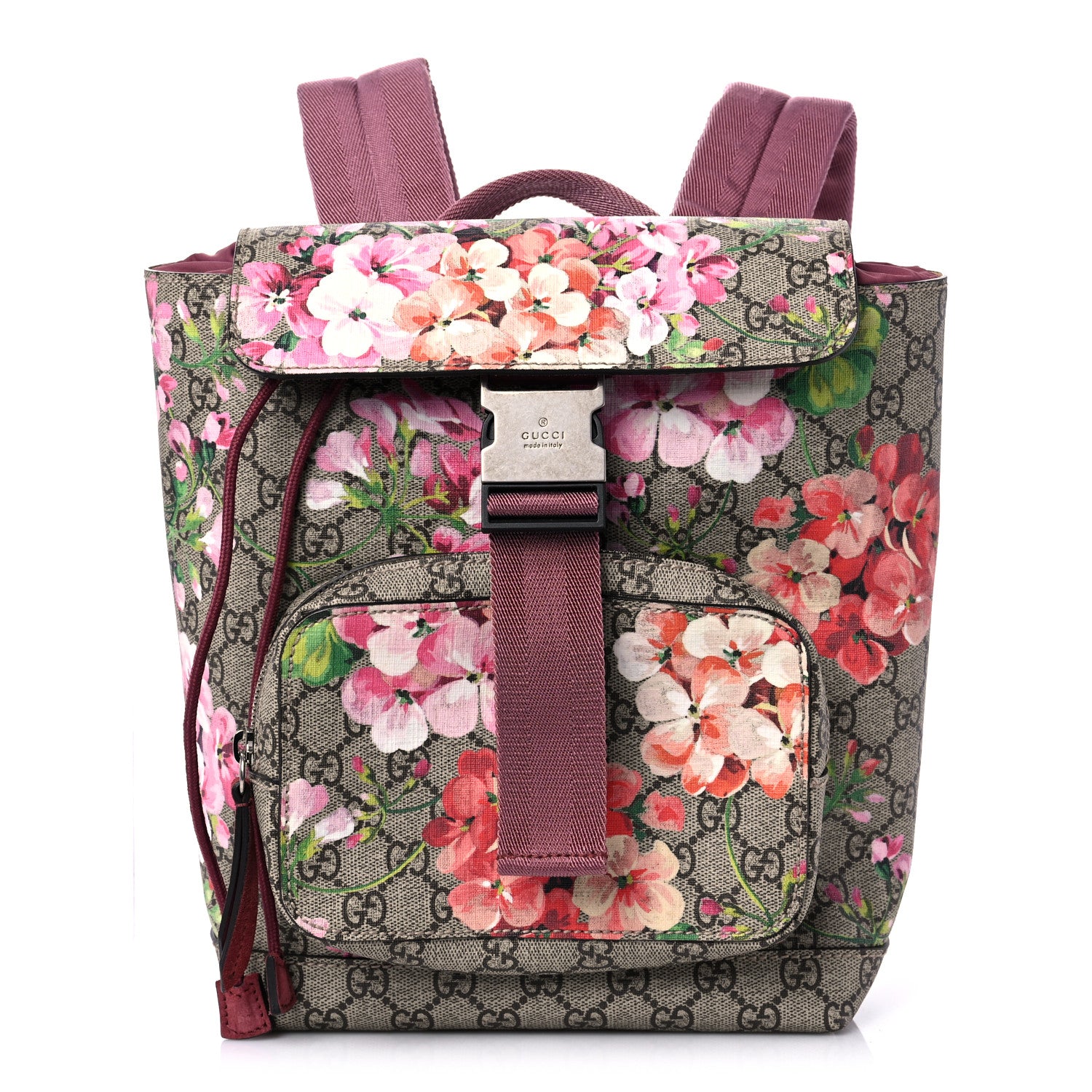 Gucci GG Supreme Monogram Blooms Small Single Buckle Backpack Beige Multicolor Dry Rose 1 of 10