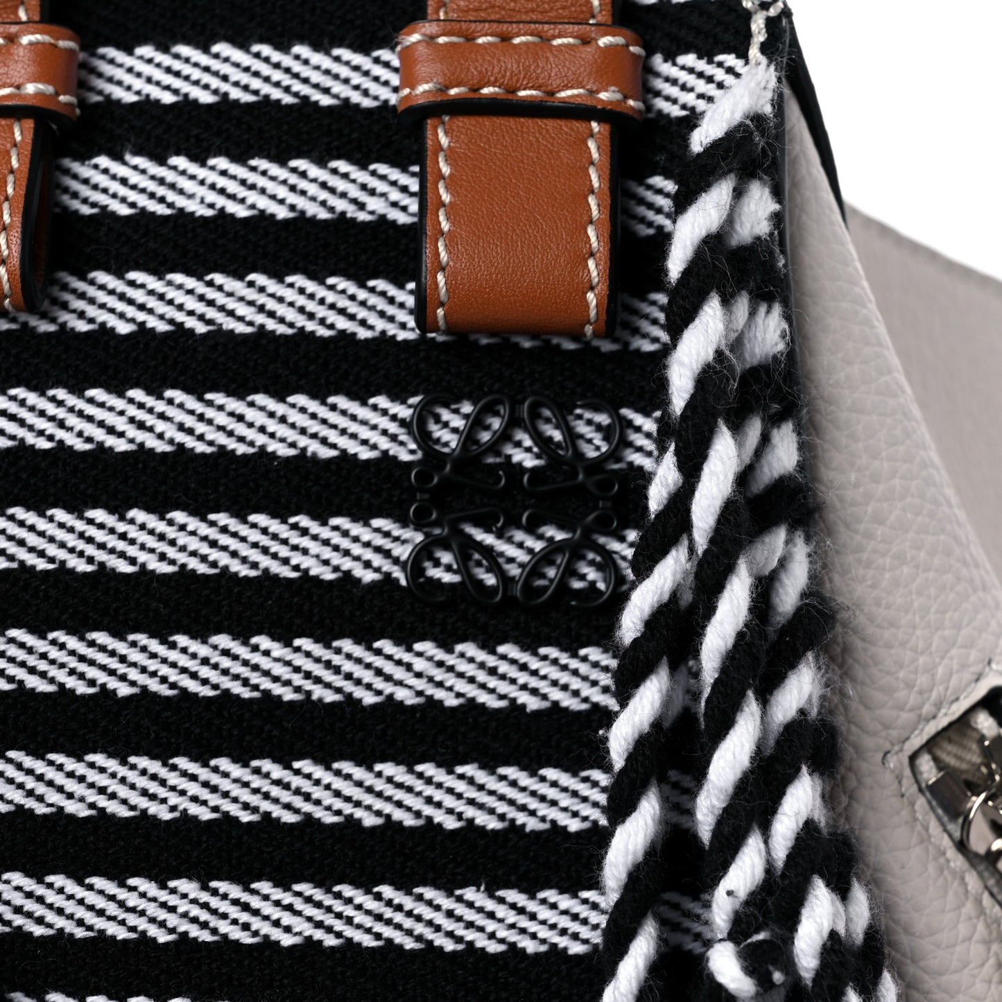 Calfskin Stripe Small Hammock Shoulder Bag Tan Black