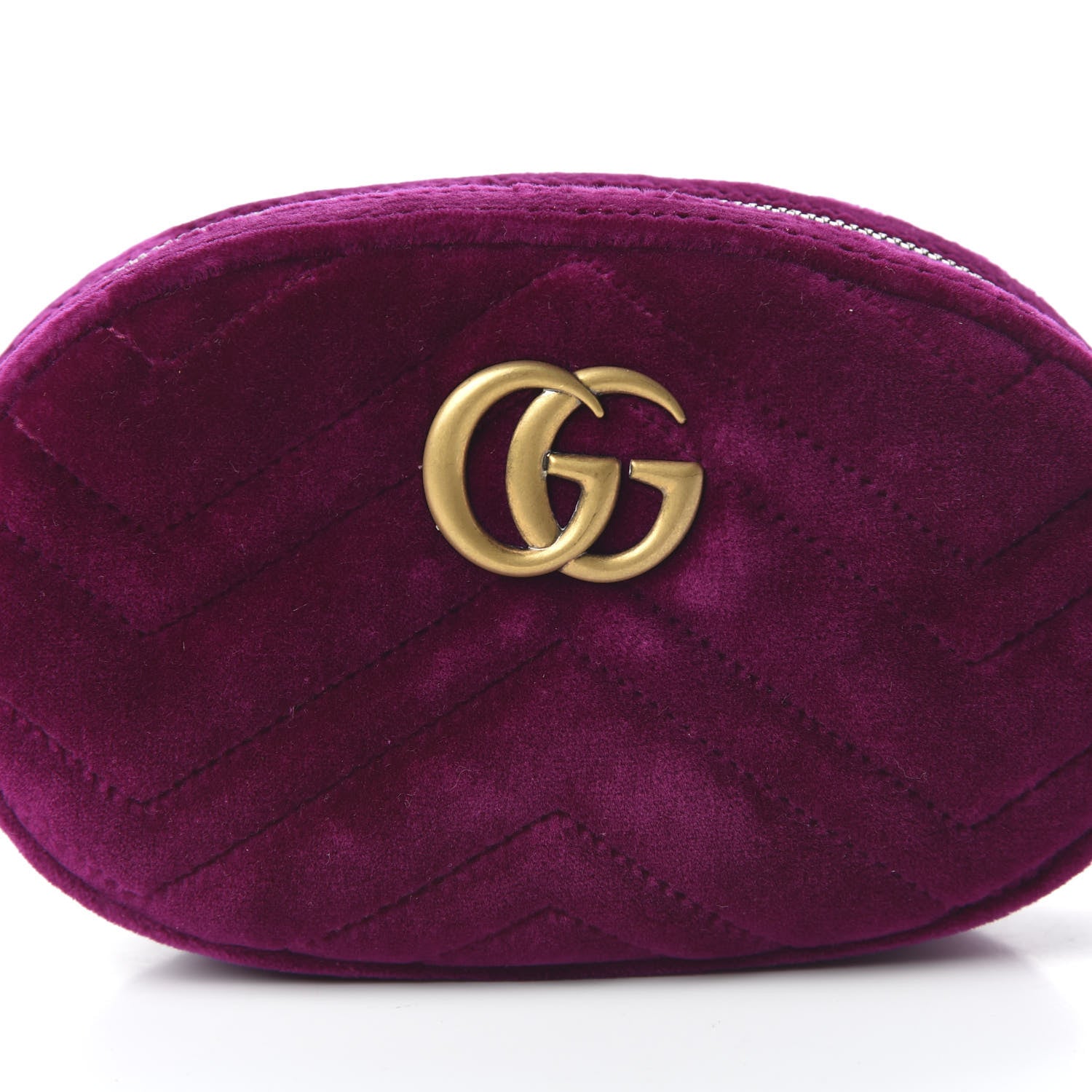 Gucci Velvet Matelasse GG Marmont Belt Bag 85 34 Fuchsia Violet Cyclamen 10 of 10