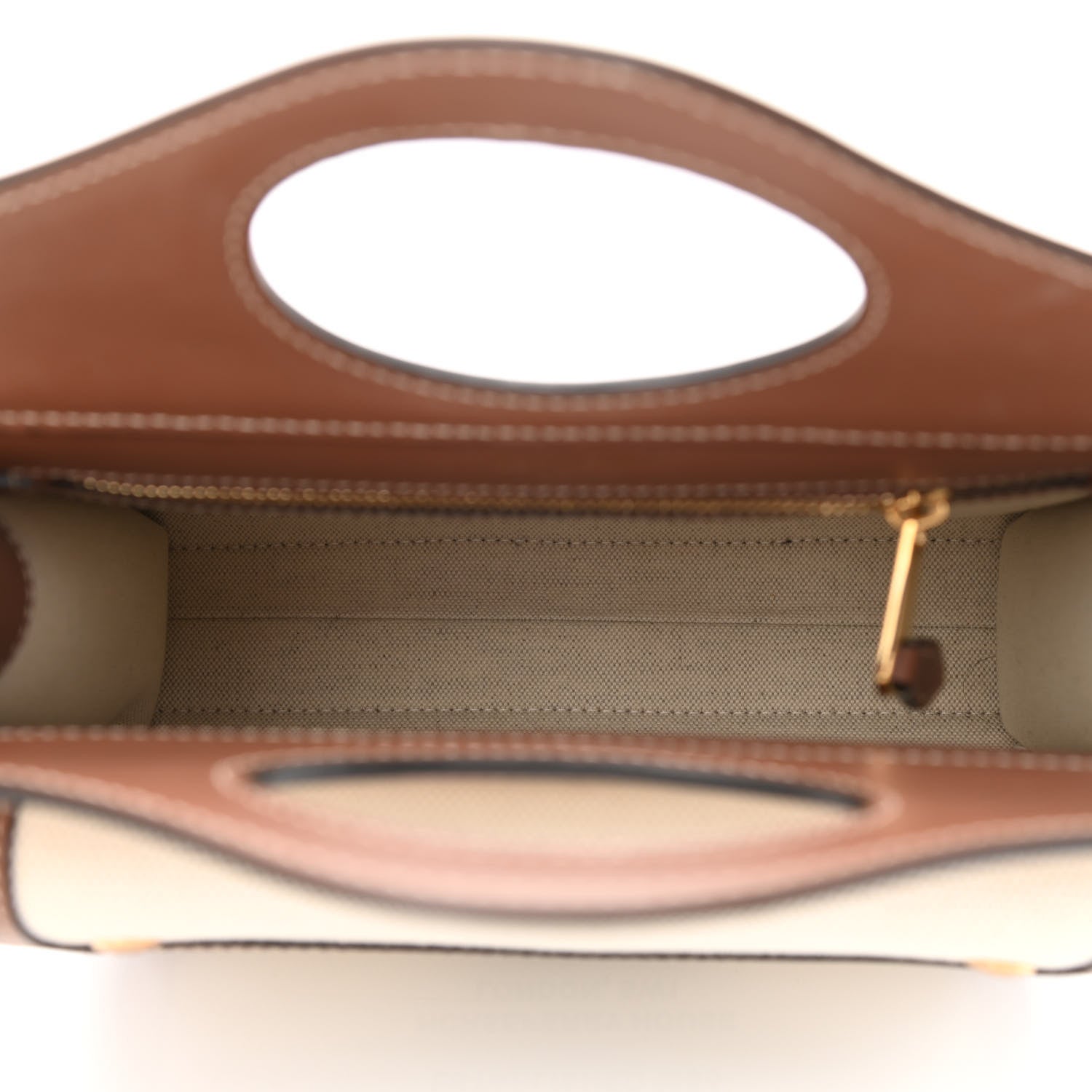 Burberry Canvas Smooth Calfskin Two Tone Mini Pocket Bag Natural Malt Brown 5 of 10