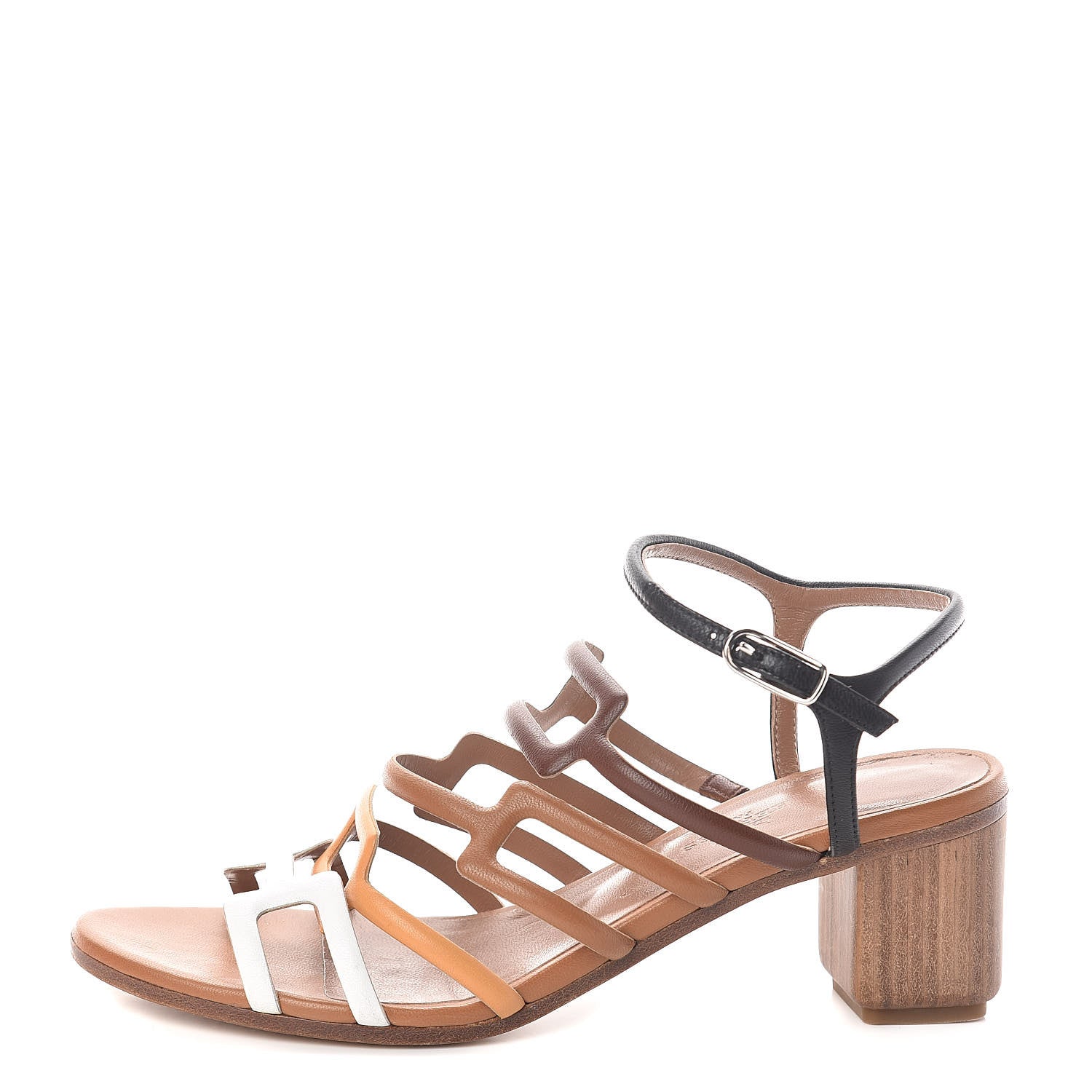 Hermes Calfskin Oracle Sandals 37.5 Palissandre Gold White Black 1 of 10