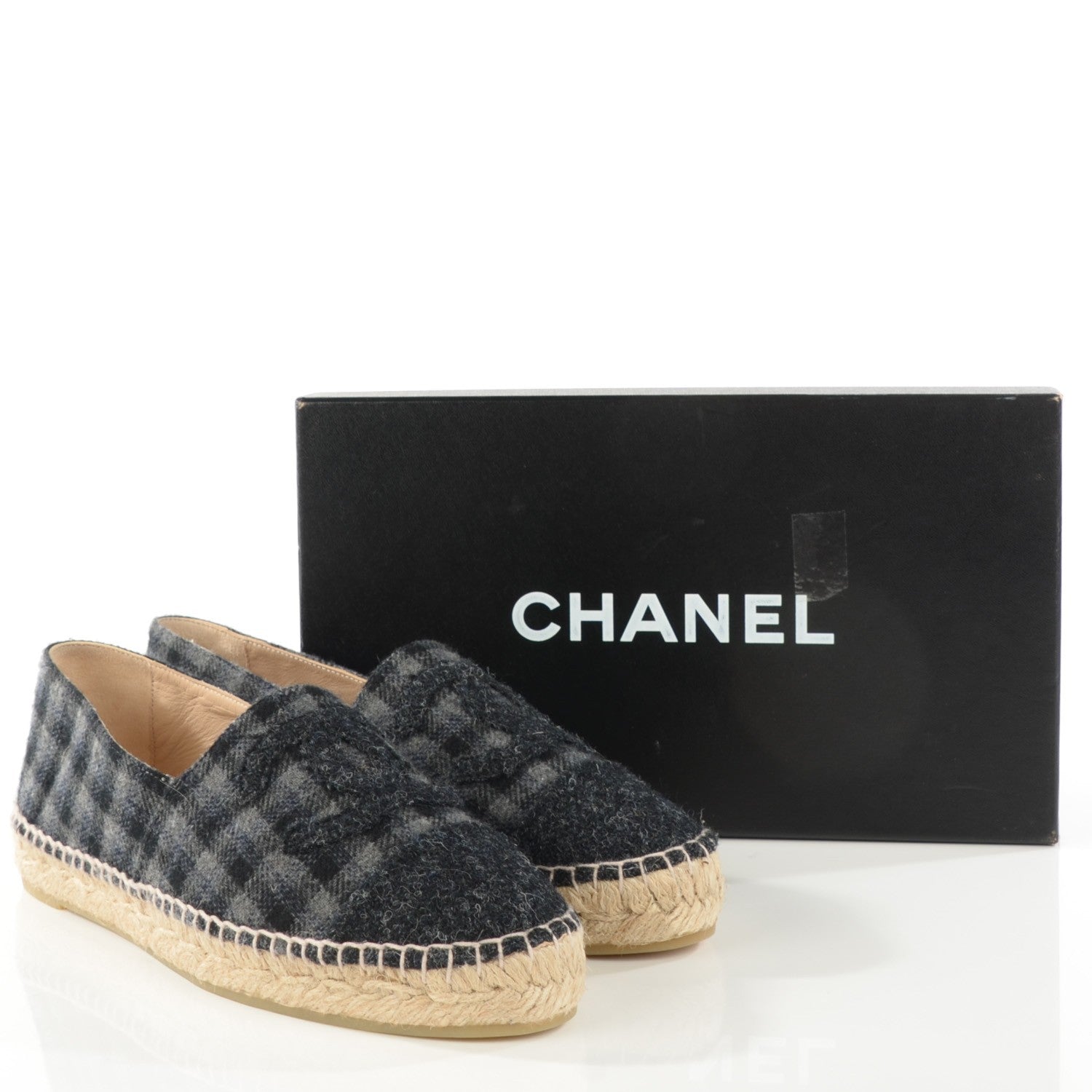 Chanel Flannel CC Espadrilles 39 Grey Black 7 of 11