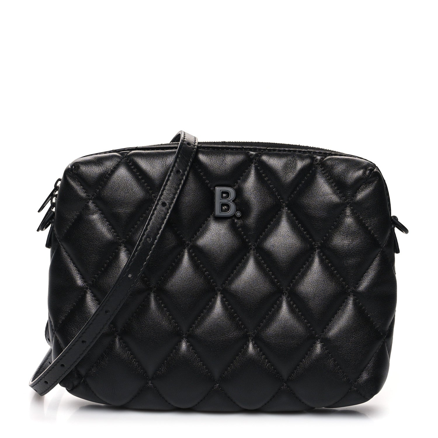 Balenciaga Nappa Calfskin Quilted Touch B Camera Shoulder Bag Black 1 of 11