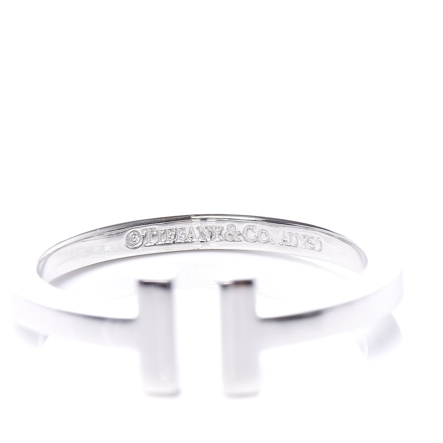 18K White Gold T Square Ring 66 11.5