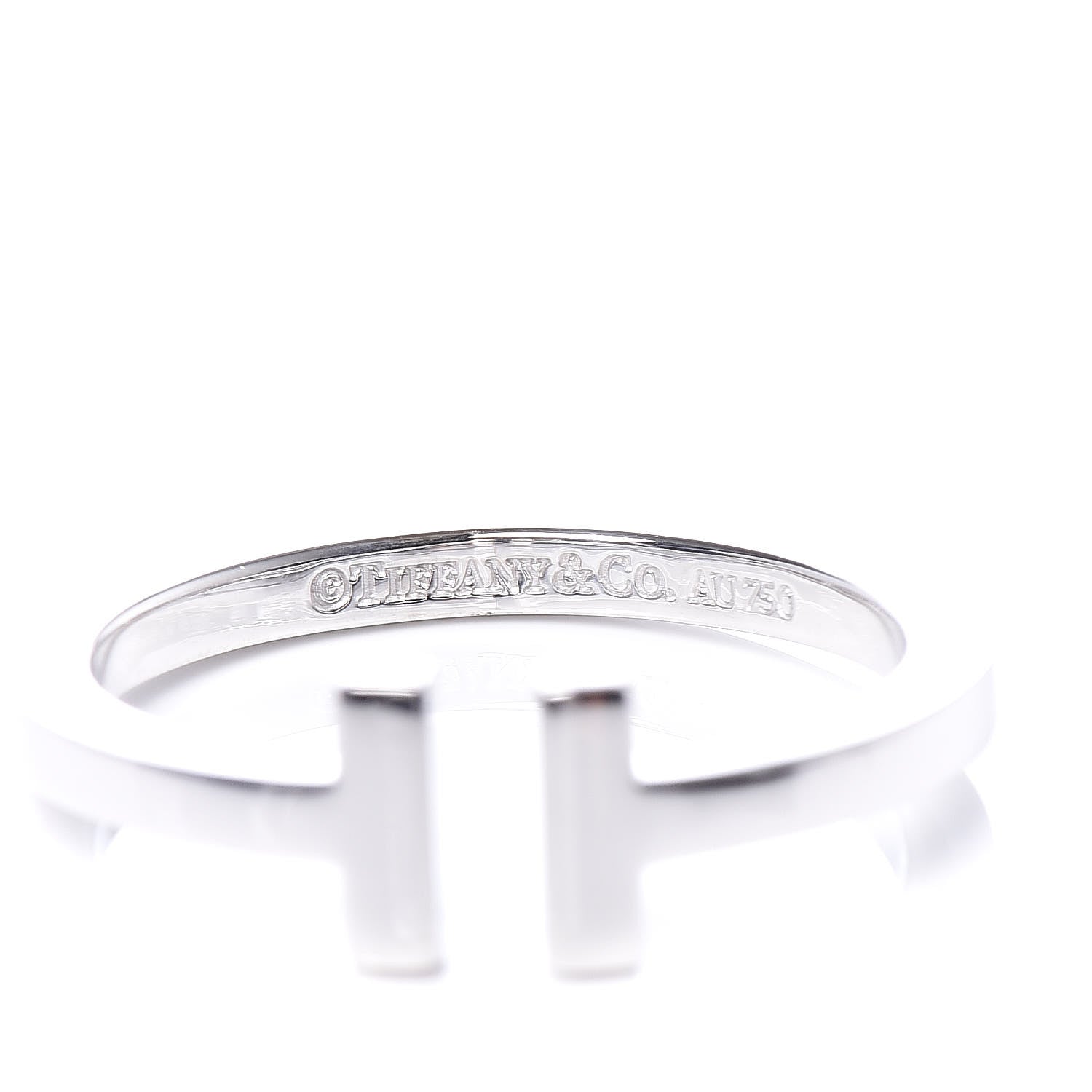 Tiffany 18K White Gold T Square Ring 66 11.5 5 of 5
