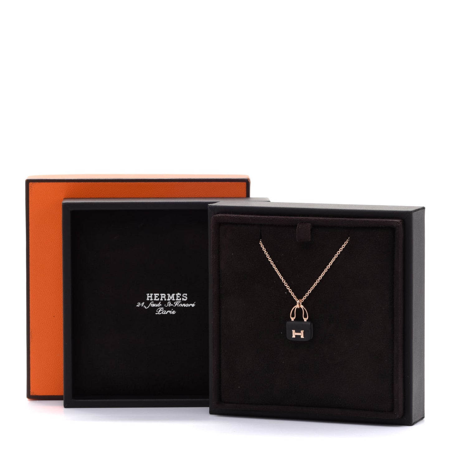 18K Rose Gold Black Jade Constance Amulettes Pendant Necklace
