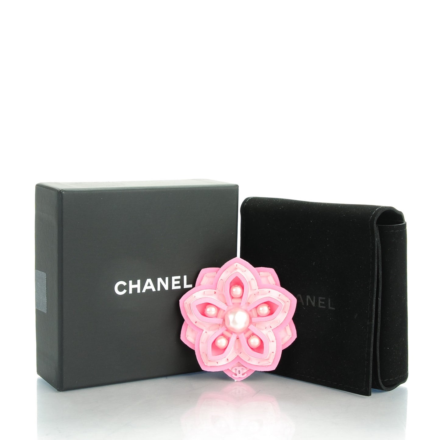 Pearl Beaded CC Camellia Brooch Pin Pink