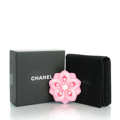 Chanel Pearl Beaded CC Camellia Brooch Pin Pink 5 of 5