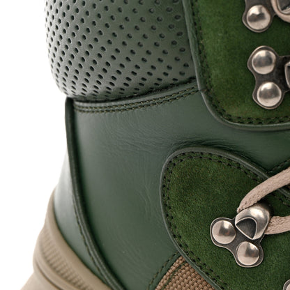 Gucci X SEGA Calfskin Suede Technical Canvas Womens Flashtrek High-Top Sneakers 35.5 Olive Green Ardesia 10 of 14