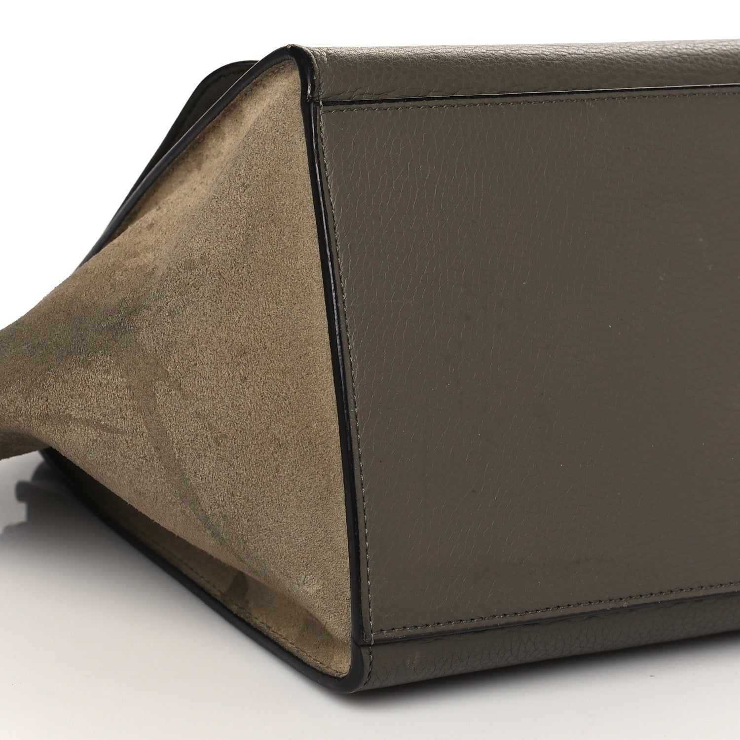 Celine Drummed Calfskin Suede Small Trapeze Souris 9 of 10