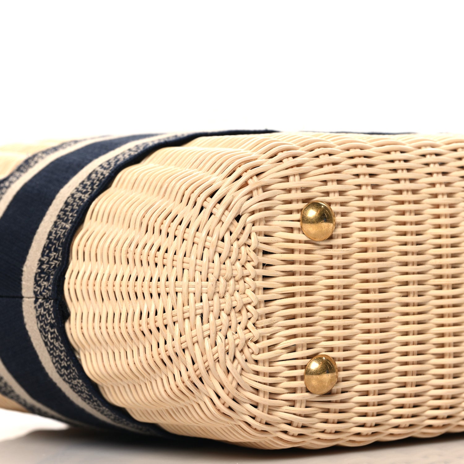 Christian Dior Wicker Oblique Basket Bag Blue 9 of 10