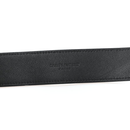 Saint Laurent Suede Monogram Square Buckle Belt 80 32 Black 3 of 5
