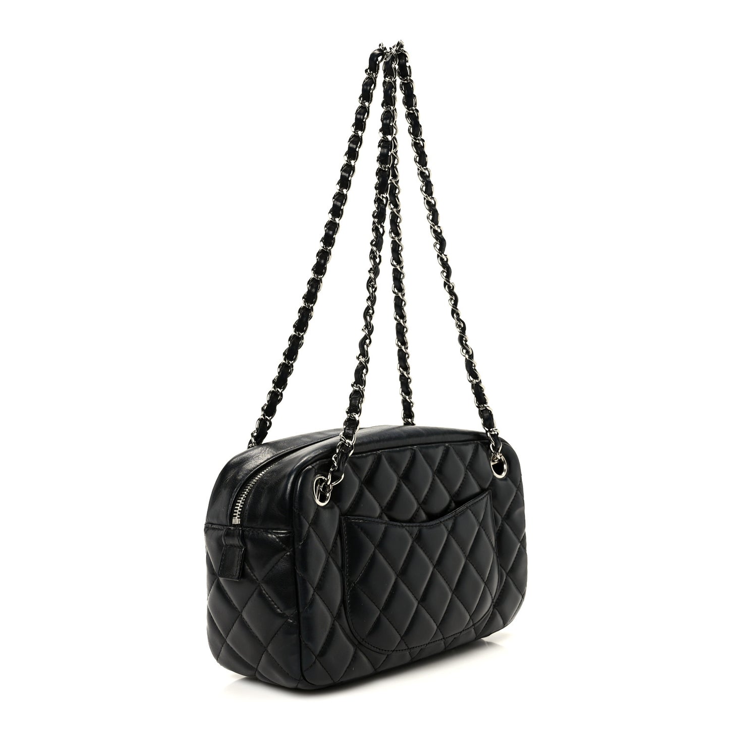 Lambskin Quilted Medium Camera Case Black