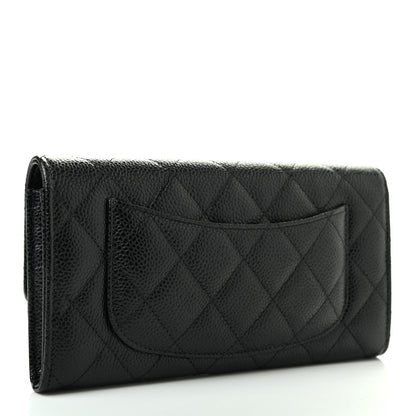 Chanel Caviar Quilted Large Gusset Flap Wallet Black 3 of 8