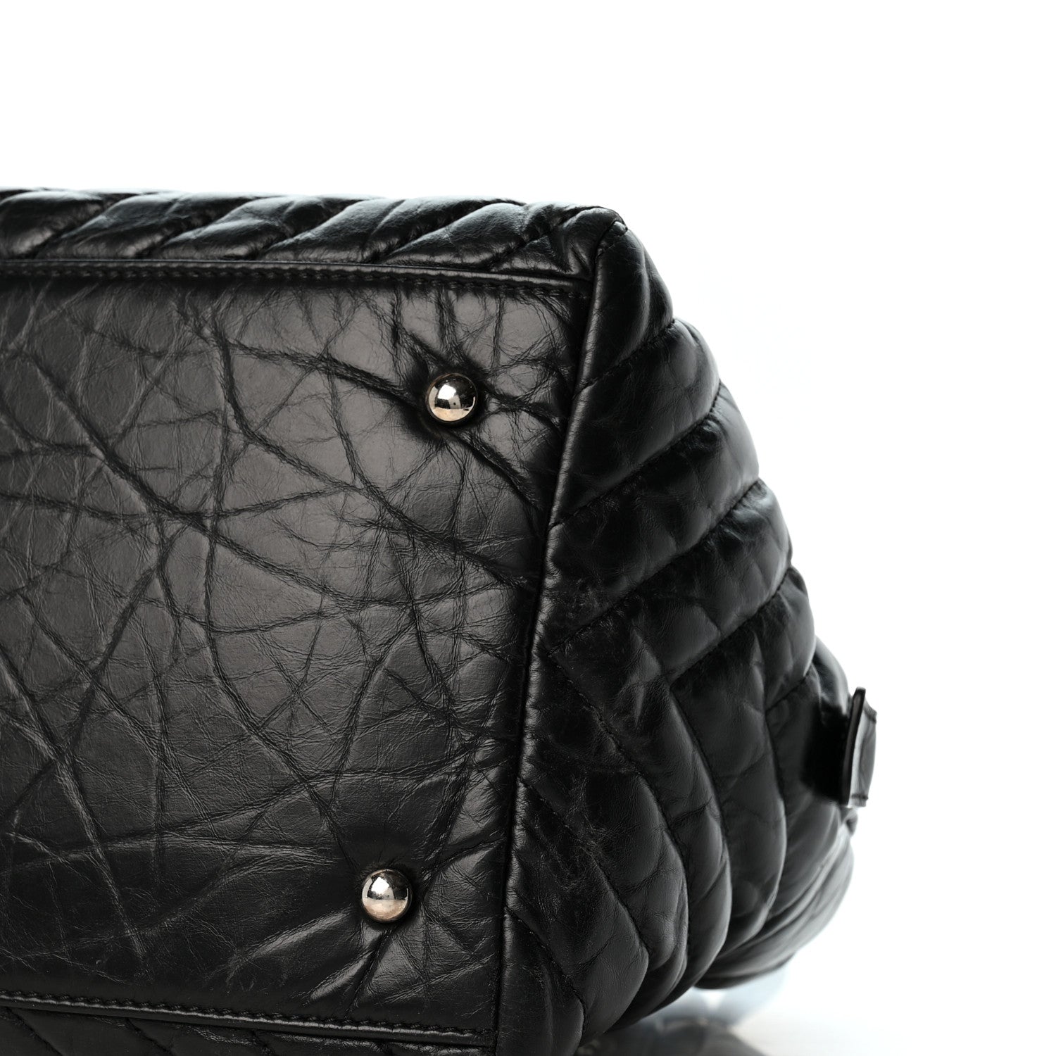 Chanel Aged Calfskin Chevron Medium Soft Bowling Bag Black 10 of 14