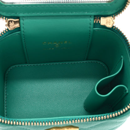 Chanel Caviar Quilted Sweetheart Mini Vanity Case Green 5 of 10