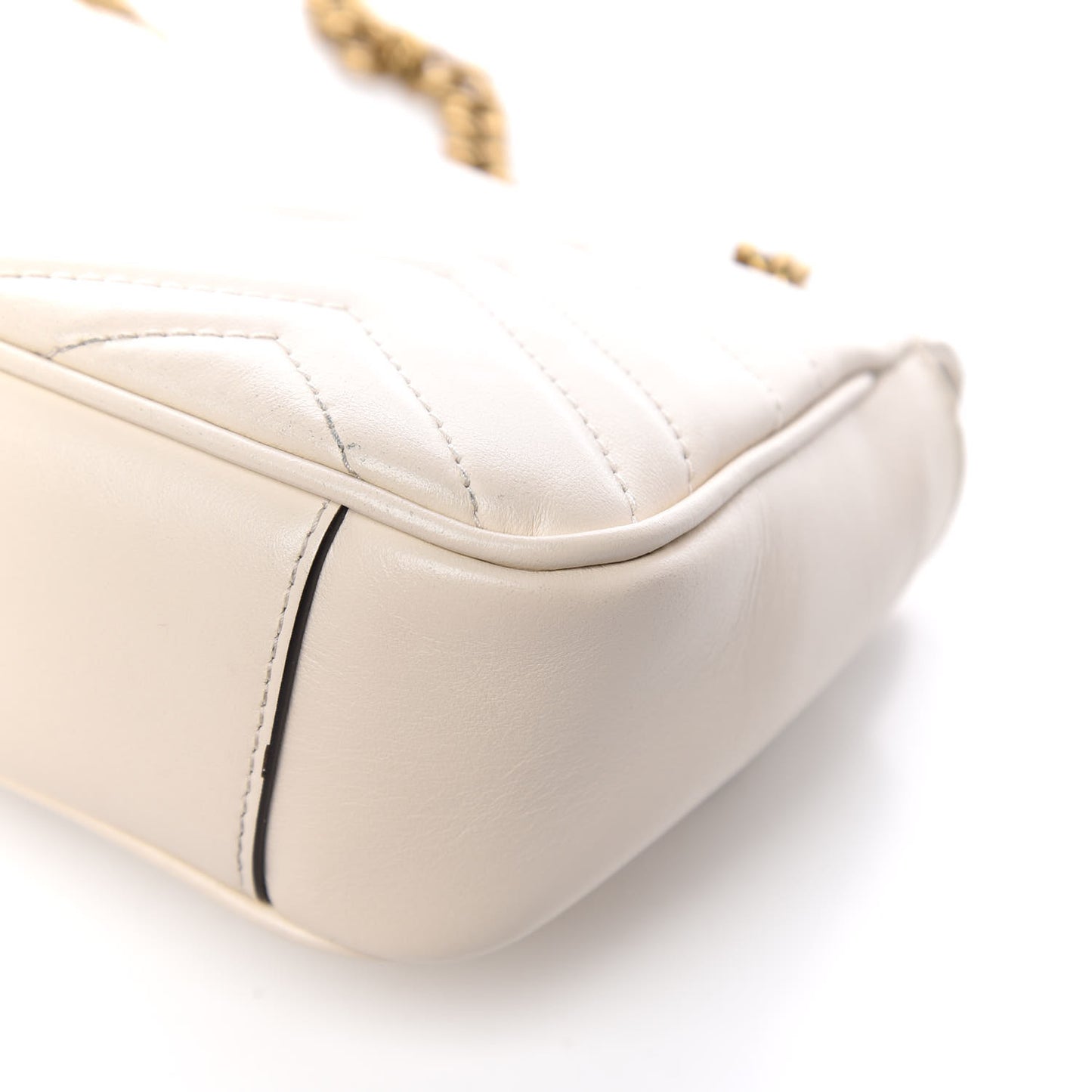 Calfskin Matelasse Mini GG Marmont Shoulder Bag White