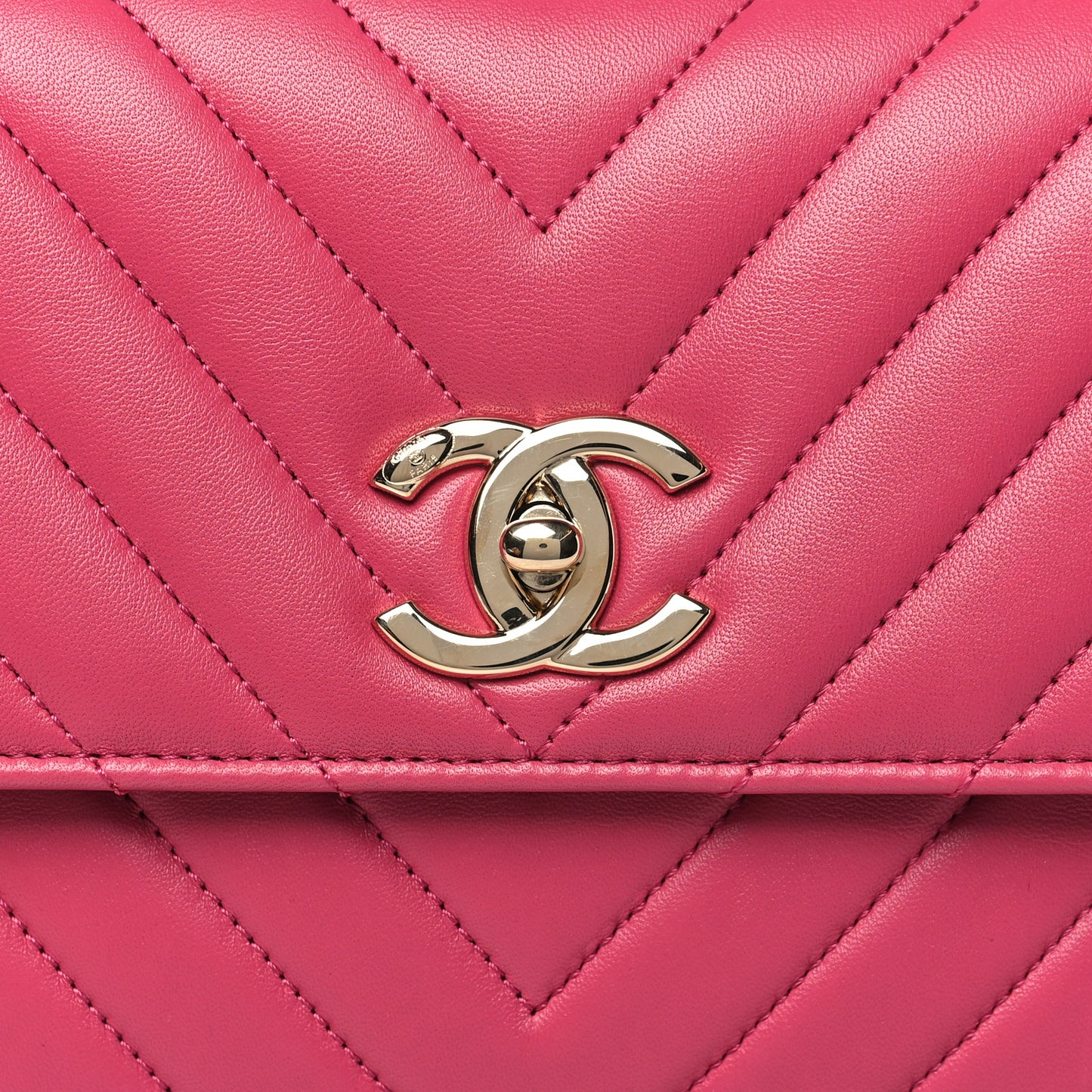 Lambskin Chevron Quilted Small Trendy CC Dual Handle Flap Bag Pink