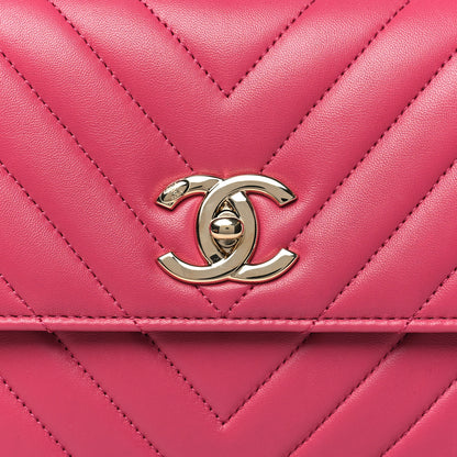 Chanel Lambskin Chevron Quilted Small Trendy CC Dual Handle Flap Bag Pink 9 of 11