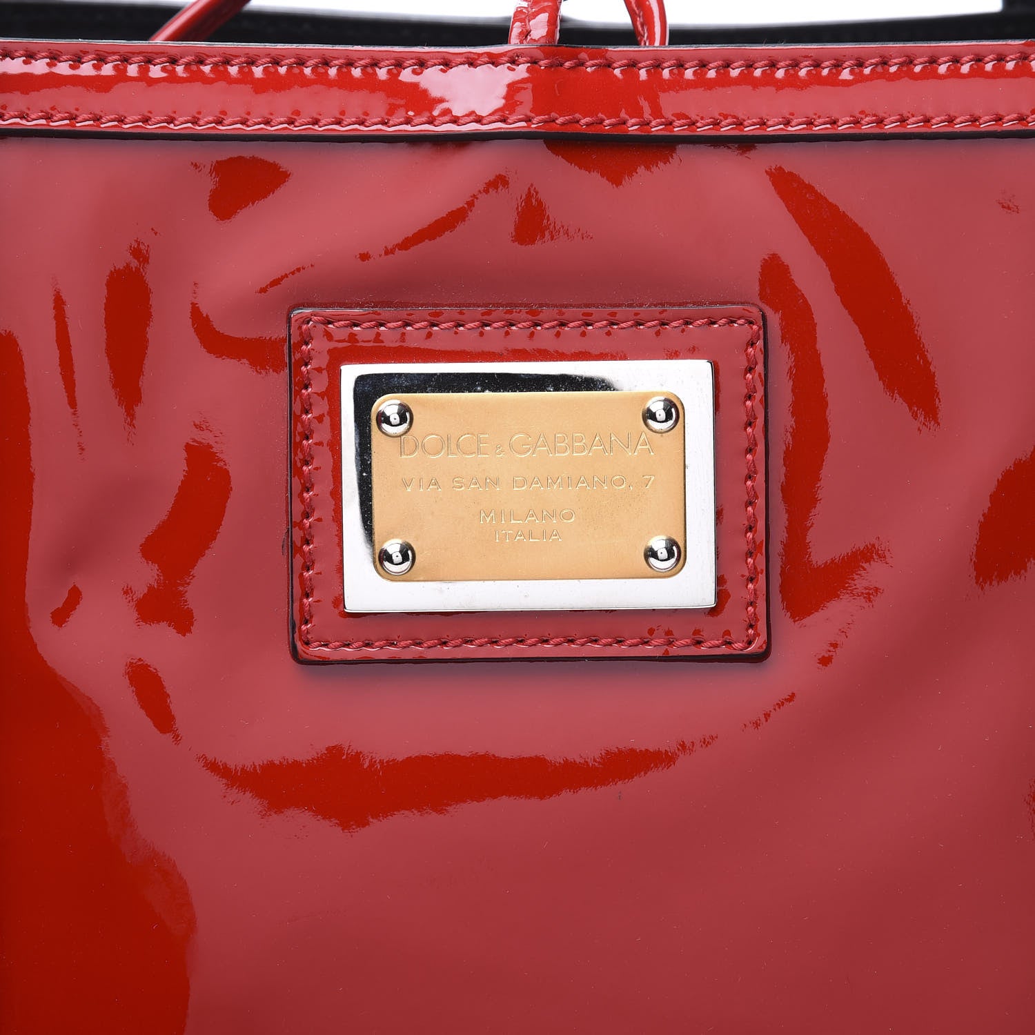 Dolce & Gabbana Vernice Vitello Shopping Tote Red 8 of 9