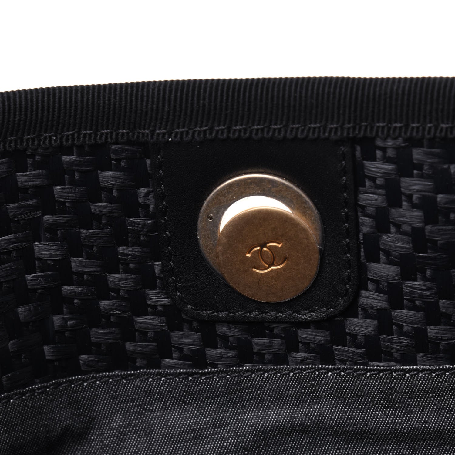 Chanel Straw Raffia Calfskin Chain Small Deauville Tote Black 9 of 13