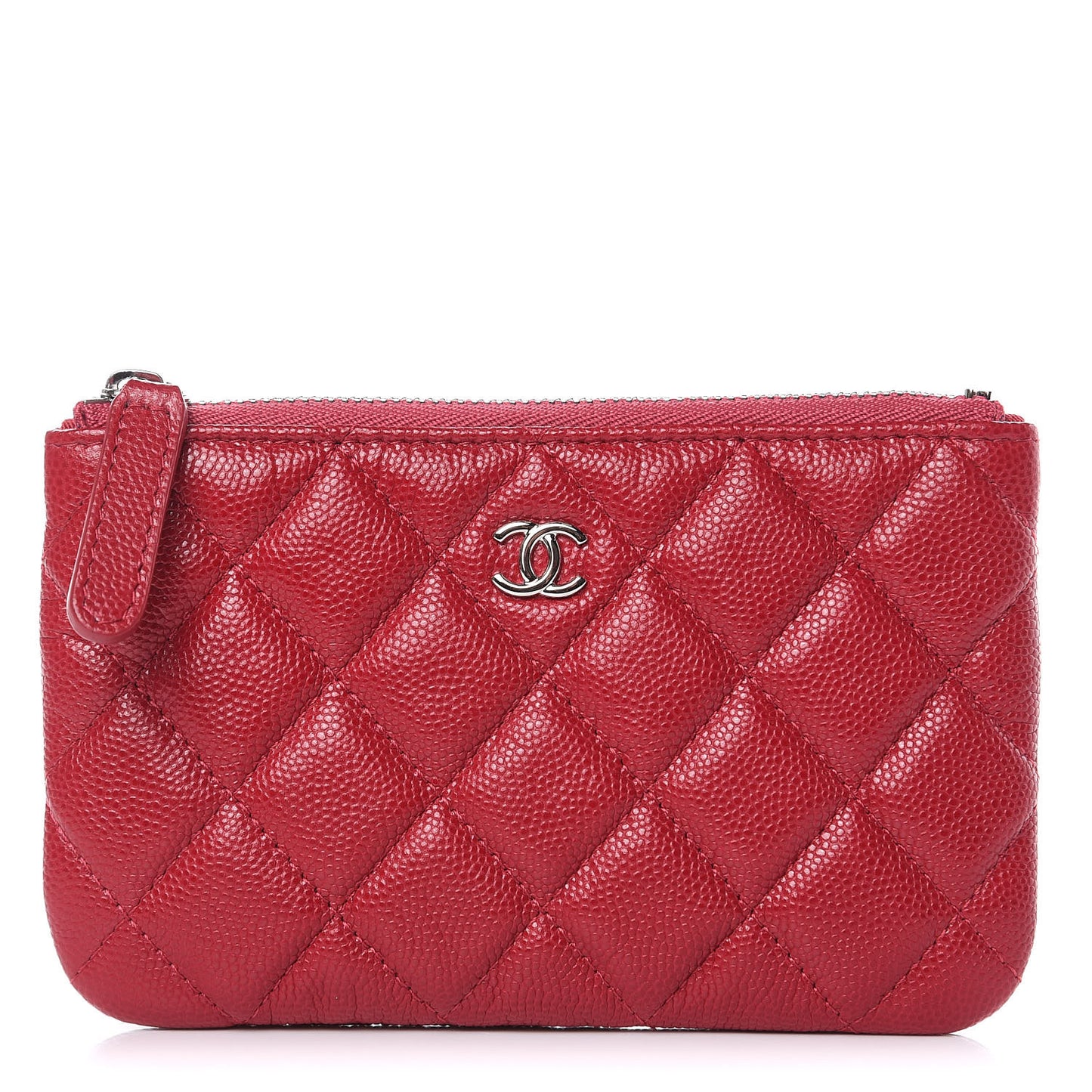 Caviar Quilted Small Cosmetic Case Dark Pink