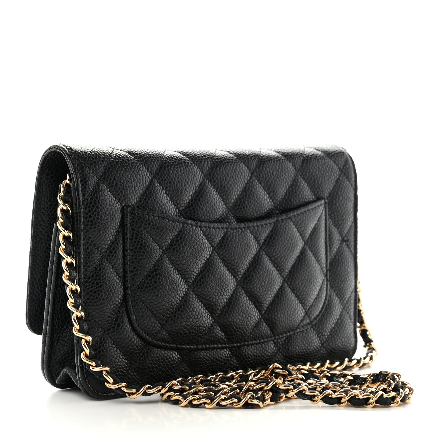 Caviar Quilted Wallet on Chain WOC Black