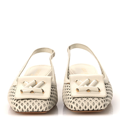 Louis Vuitton Calfskin Perforated Shake Slingback Pumps 35.5 Creme Beige 3 of 11