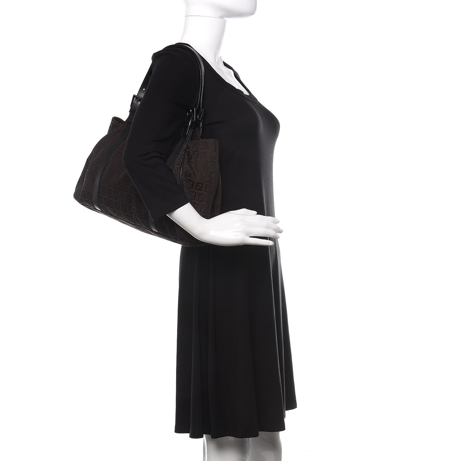Fendi Zucchino Shoulder Bag Dark Brown 2 of 11