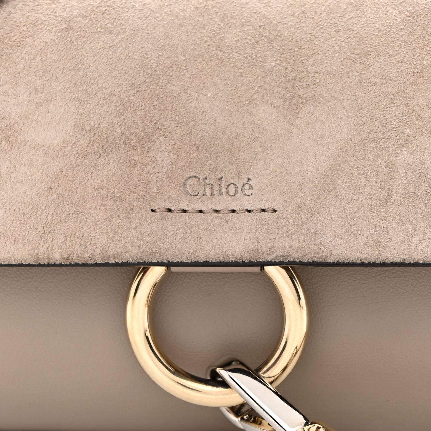 Suede Calfskin Mini Faye Shoulder Bag Motty Grey