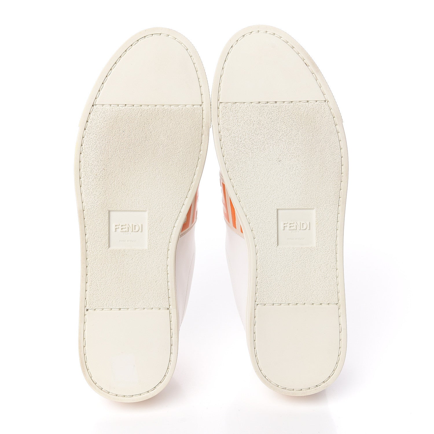 Fendi Vitello FF Embossed Womens Slip On Sneakers 40 Ultra White Camelia Aranciata 5 of 8