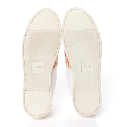 Fendi Vitello FF Embossed Womens Slip On Sneakers 40 Ultra White Camelia Aranciata 5 of 8
