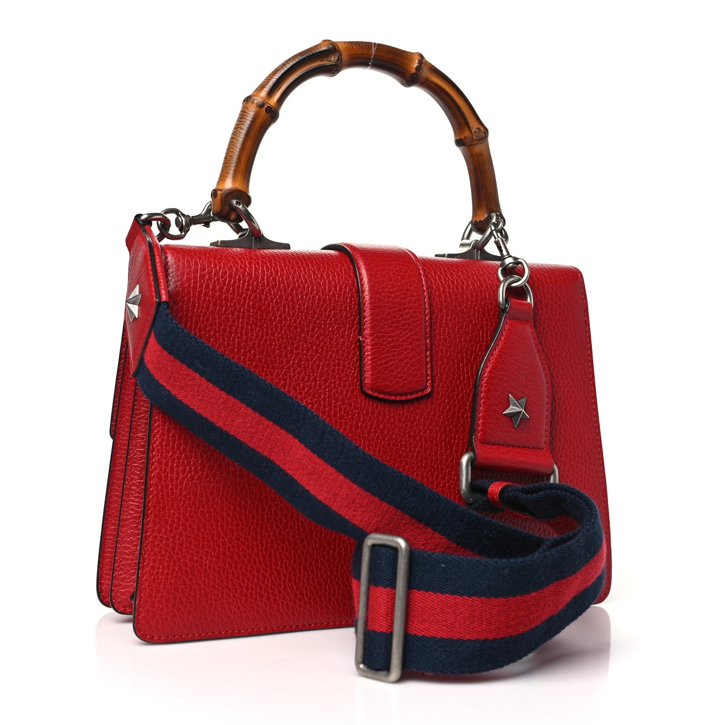 Dollar Calfskin Crystal Web Medium Dionysus Bamboo Top Handle Bag Hibiscus Red Black Diamond