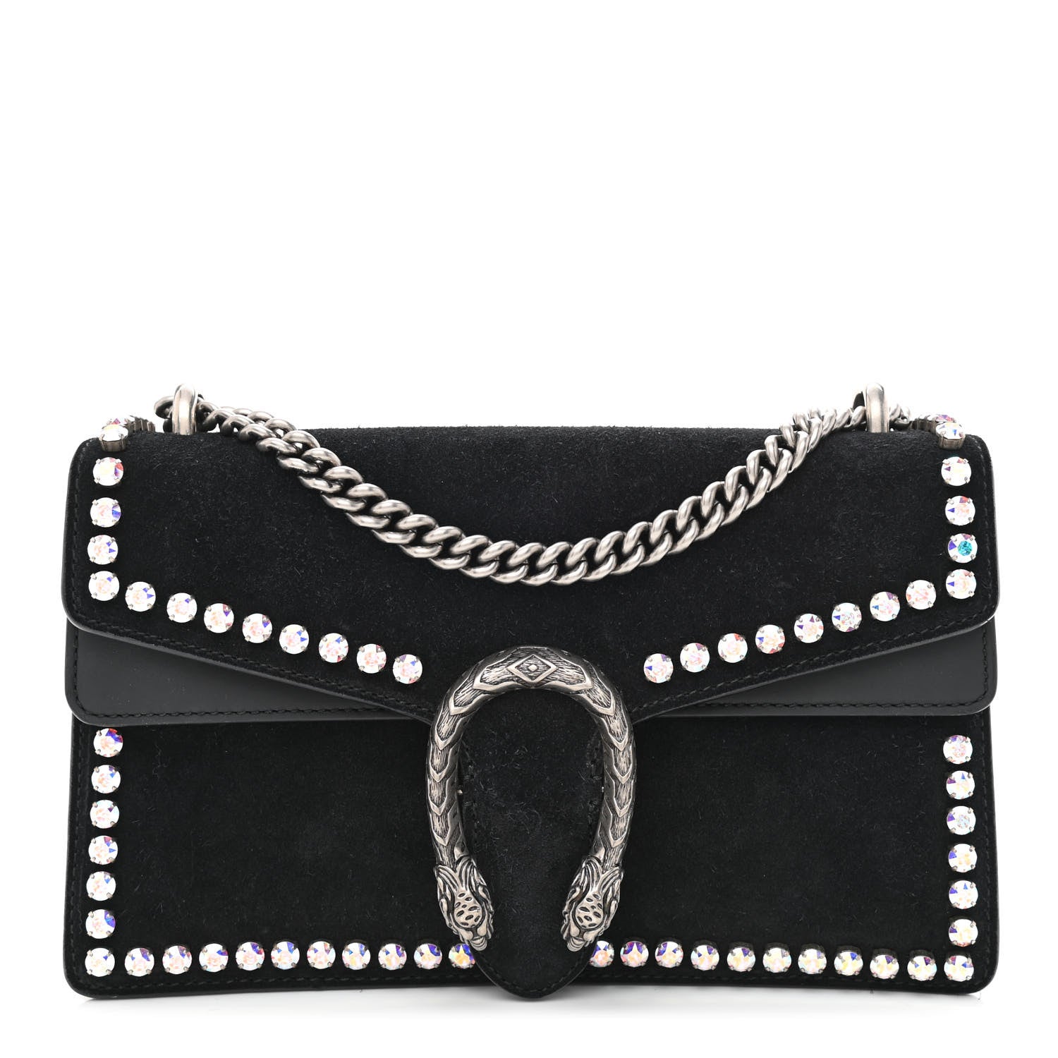 Gucci Suede Crystal Small Dionysus Shoulder Bag Black 1 of 11